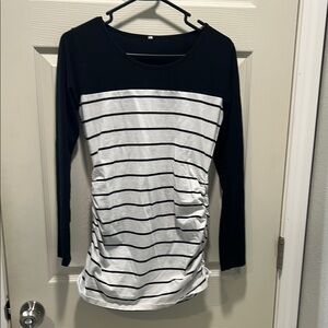 Black and White Striped Women's Maternity Top